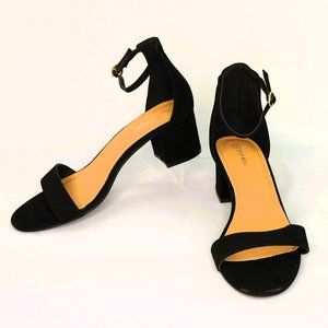 Top Moda 2" Black Faux Suede evening Sandal Heel Size 9